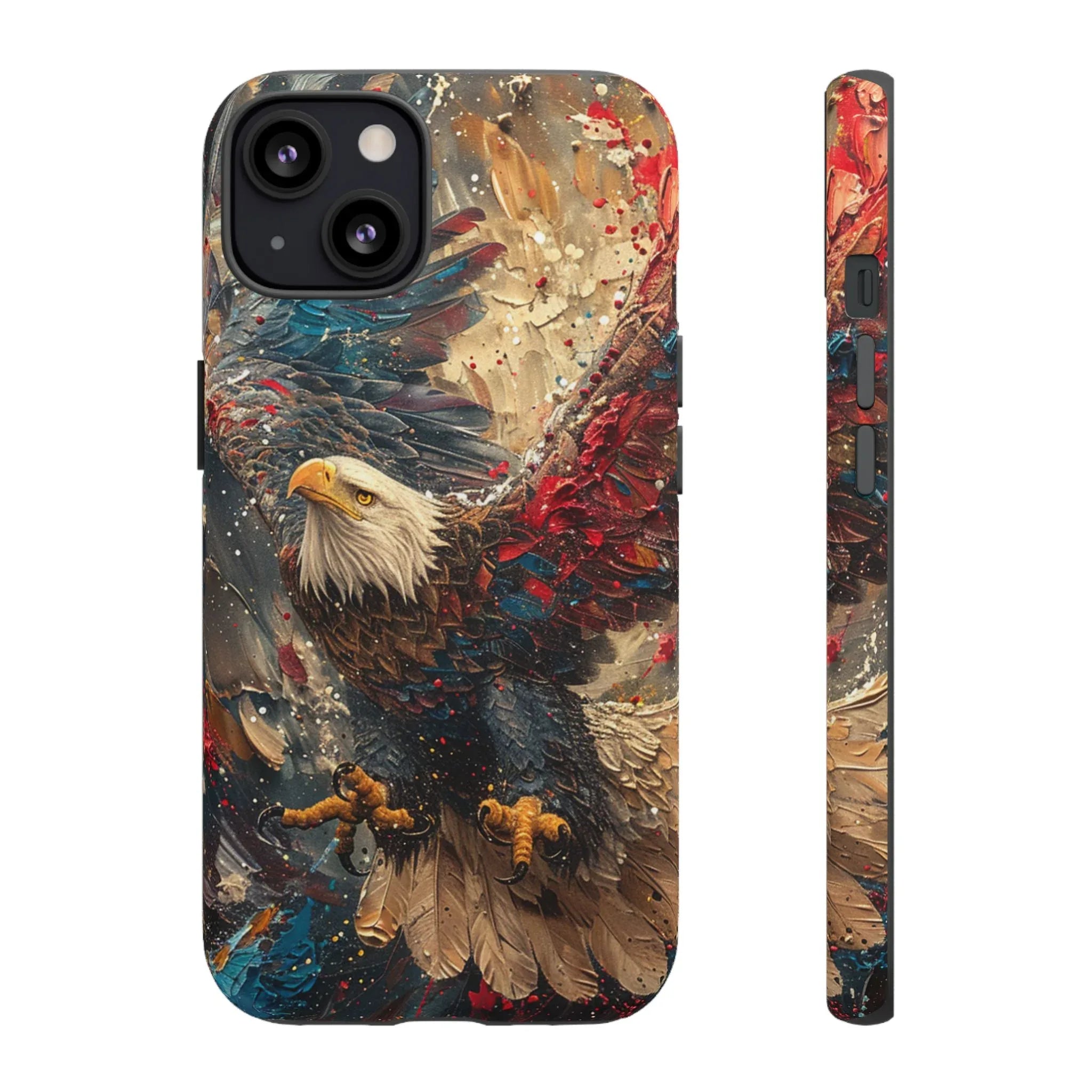 Patriotic Bald Eagle Tough Case | iPhone Phone Case, Red Blue Feather Art - 250 USA Celebration