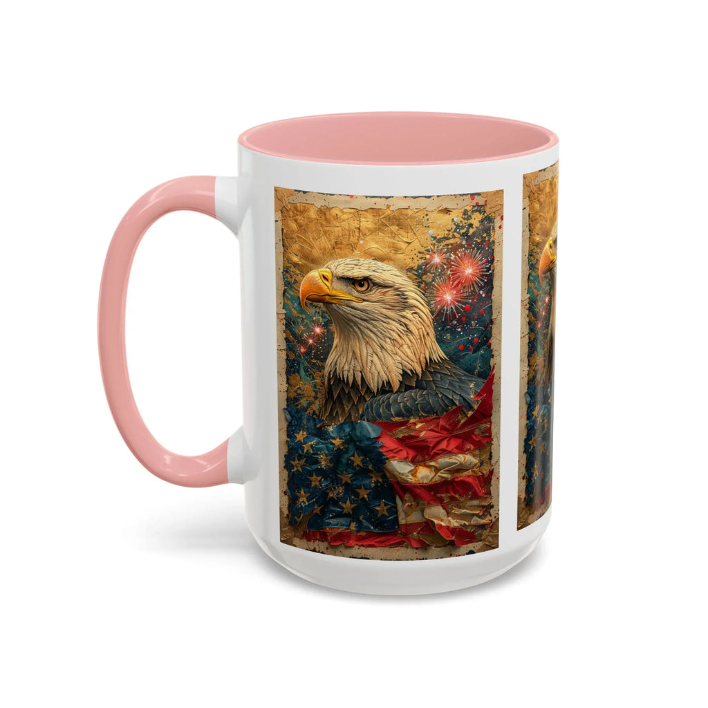 Bald Eagle with Tattered American Flag Coffee Mug | Fireworks Patriotic 11oz 15oz - 250 USA Celebration