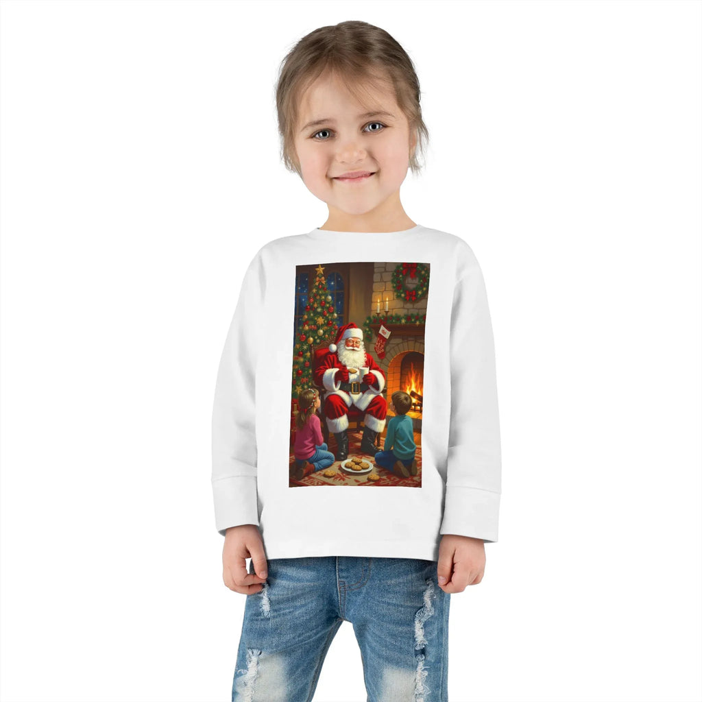 Christmas Santa Toddler Long Sleeve Tee, Holiday Shirt for Kids, Festive Outfit, Winter Apparel, Cute Christmas Gift, Family Photoshoot - 250 USA Celebration