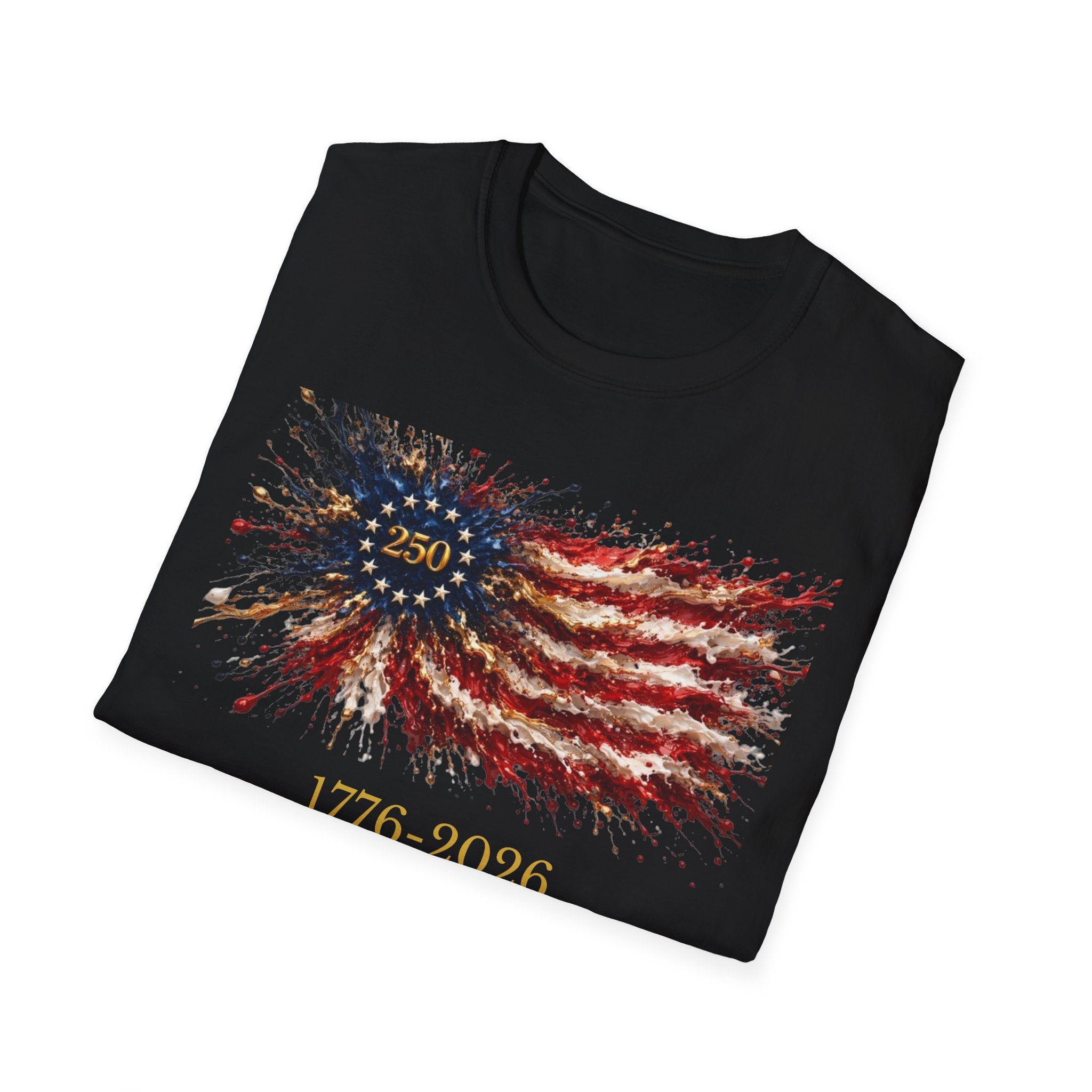 250th Anniversary American Flag T-Shirt – 1776–2026 Patriotic Fireworks Tee