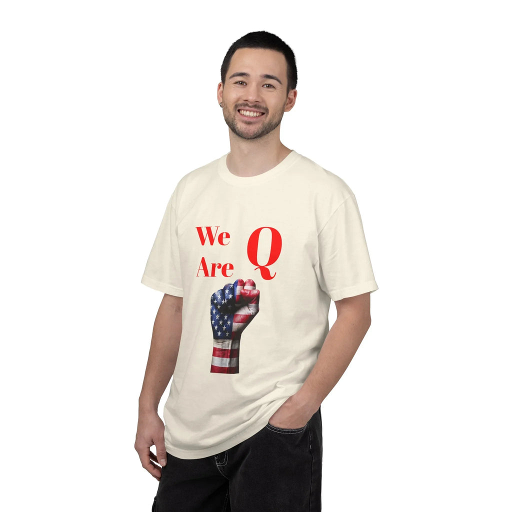 We Are Q fist American flag T-Shirt | QAnon political design - 250 USA Celebration