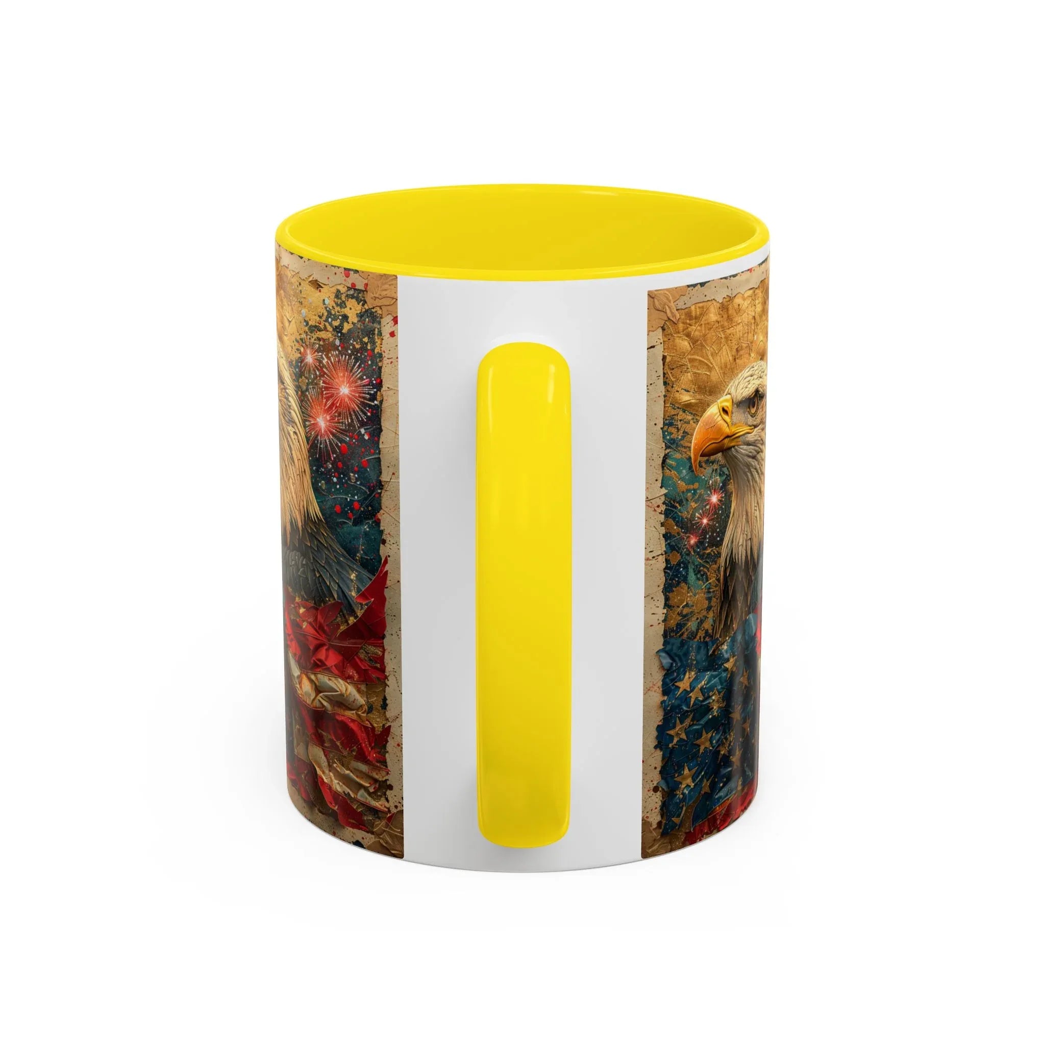 Bald Eagle with Tattered American Flag Coffee Mug | Fireworks Patriotic 11oz 15oz - 250 USA Celebration