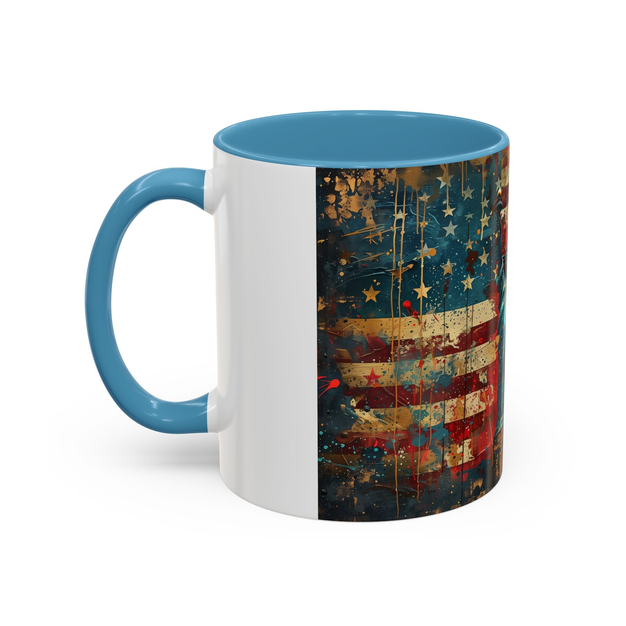 Liberty Statue American Flag Coffee Mug — Patriotic Vintage Accent Mug (11/15oz)