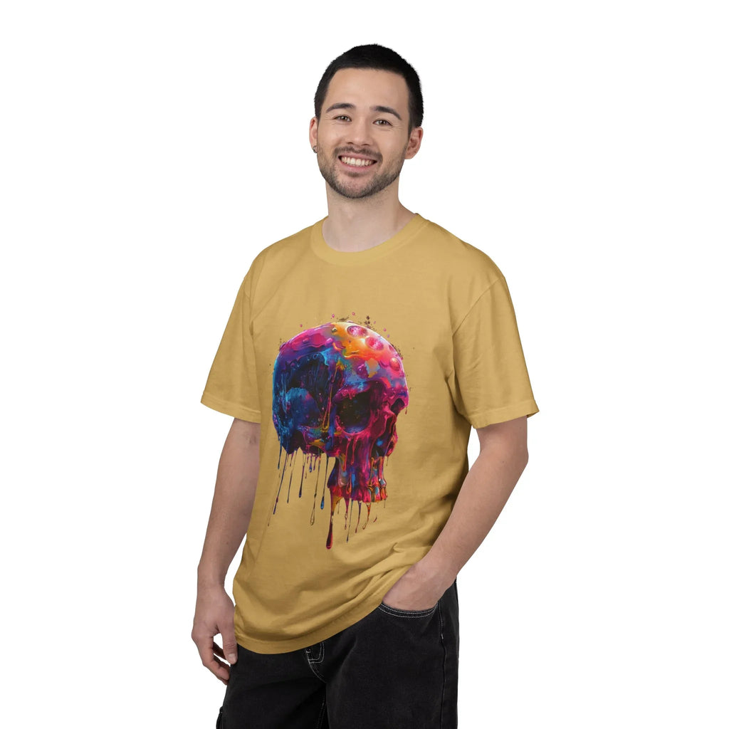 Colorful Drip Skull T-shirt | Watercolor Skull Shirt, Artistic Gothic Tee - 250 USA Celebration