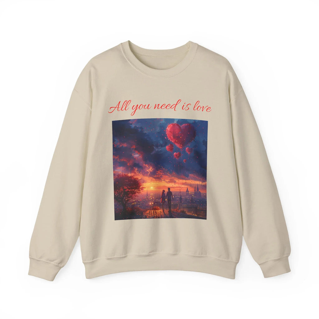 Love-themed Crewneck Sweatshirt, Valentines Day Sweatshirt, Heart Design Apparel, Valentine's Gift, Valentine's Day Women's Merchandise - 250 USA Celebration