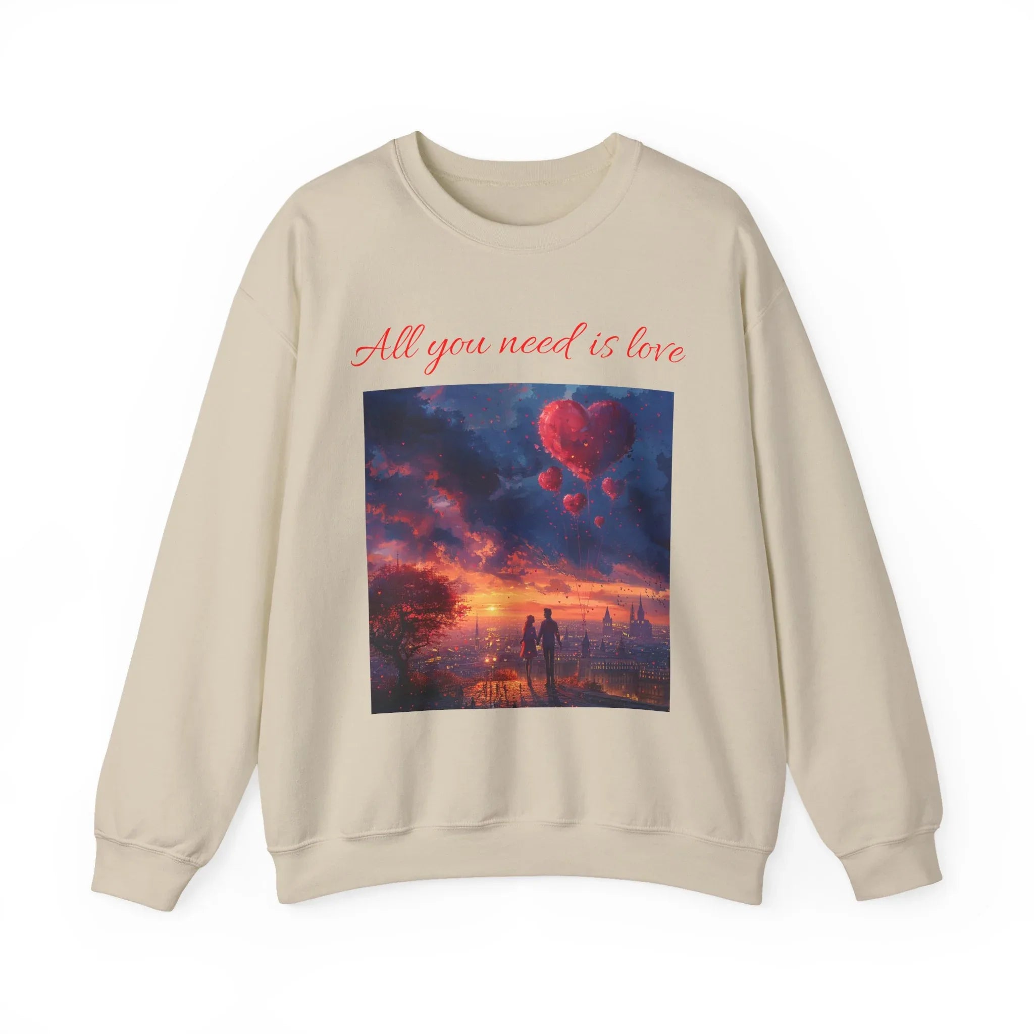 Love-themed Crewneck Sweatshirt, Valentines Day Sweatshirt, Heart Design Apparel, Valentine's Gift, Valentine's Day Women's Merchandise - 250 USA Celebration