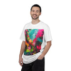 Abstract Neon Paint Splash T-Shirt | Colorful Brushstroke Art - 250 USA Celebration