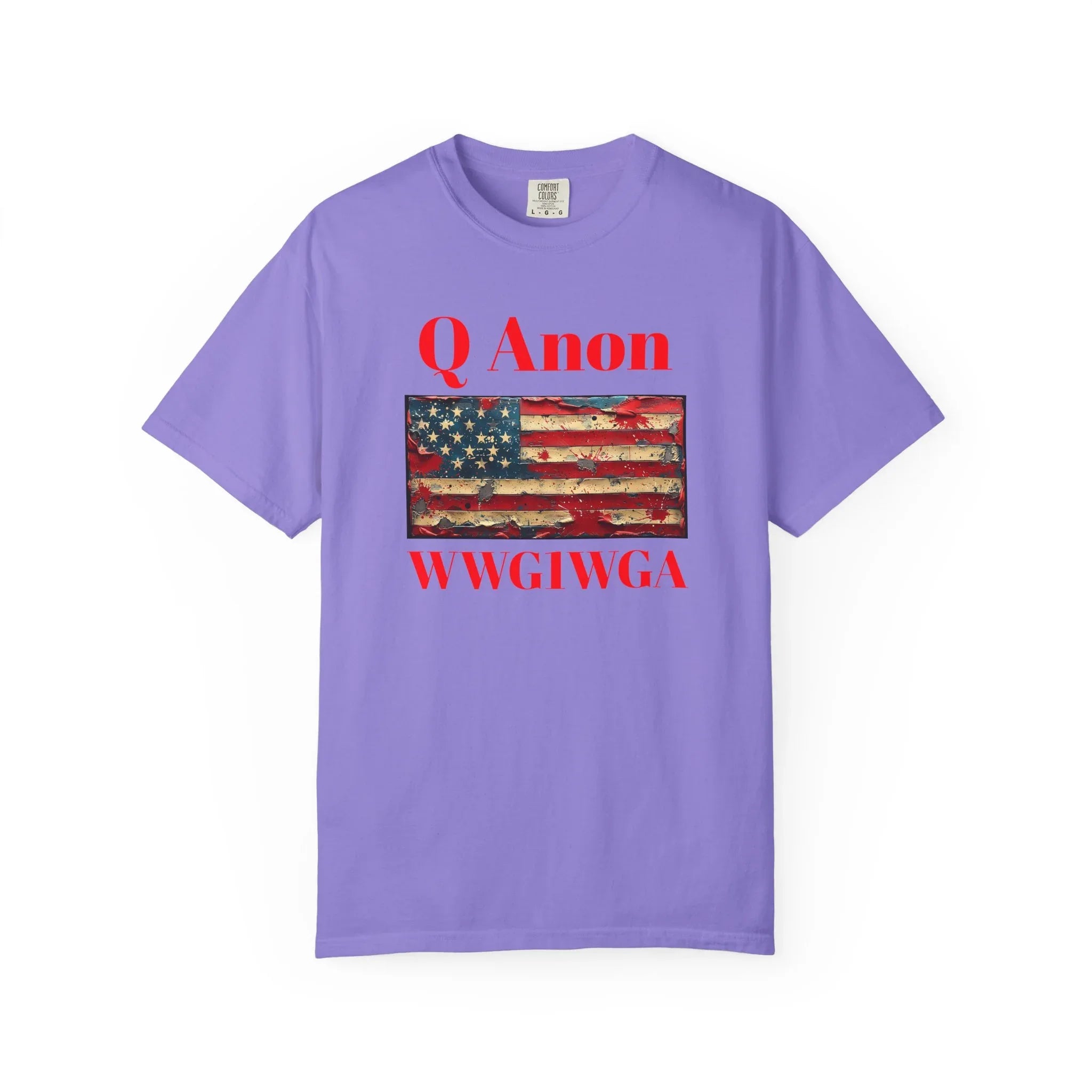 Q Anon WWG1WGA T-Shirt | American Flag Graphic Tee - 250 USA Celebration