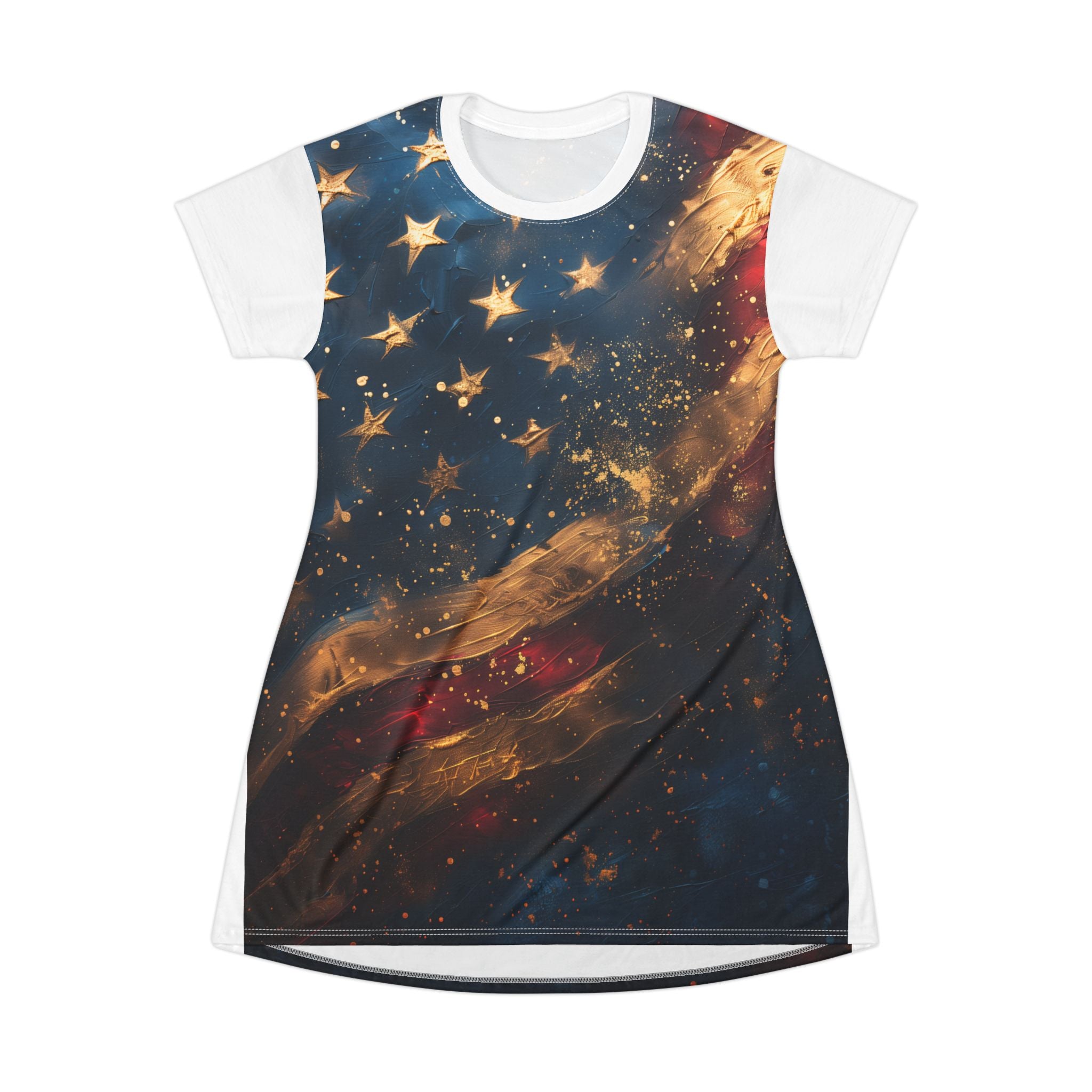 Patriotic Starry Flag T-Shirt Dress