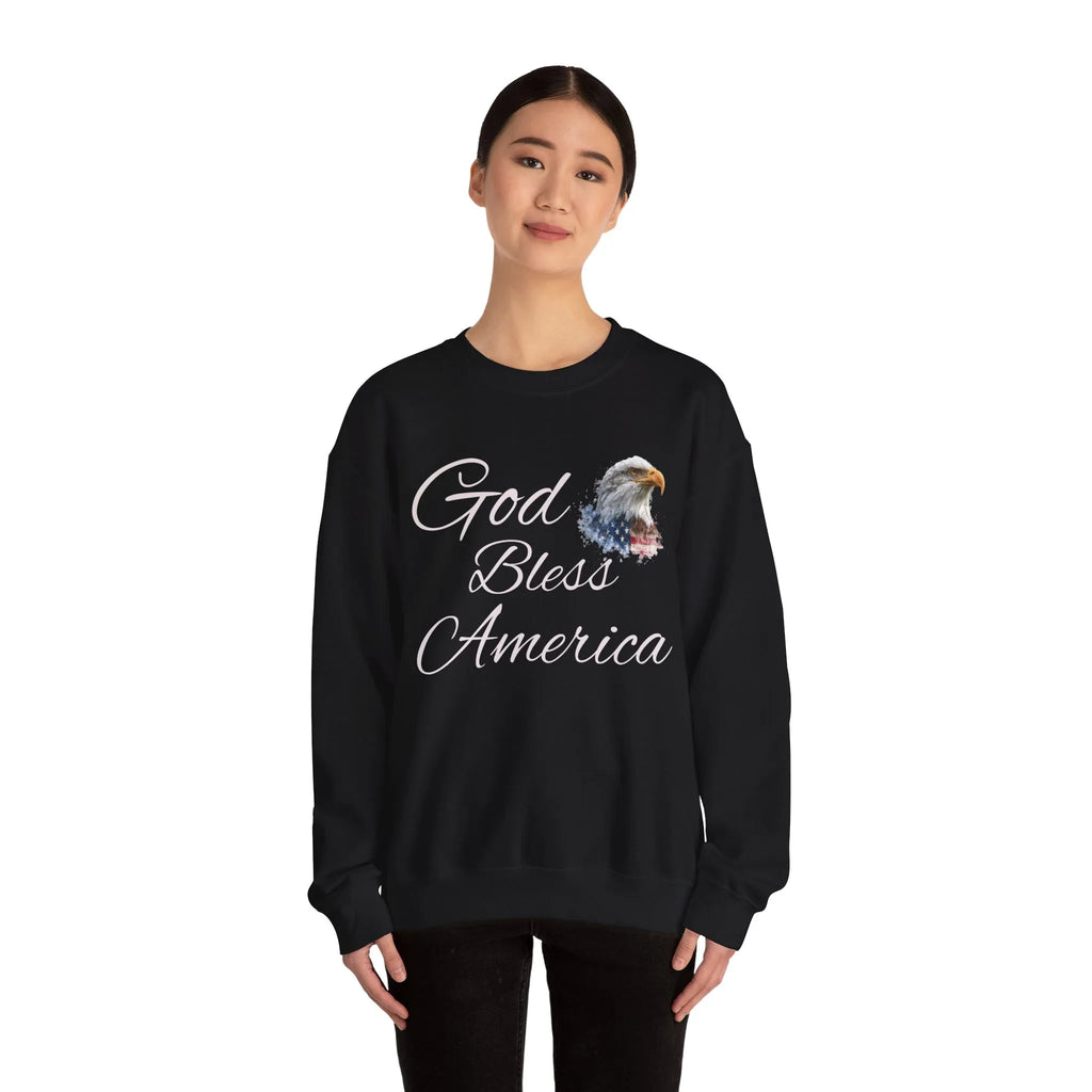 God Bless America eagle graphic Sweatshirt | patriotic USA flag-inspired design - 250 USA Celebration