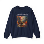 Patriotic Sweatshirt, American Eagle with America First Headline, USA Pullover Jumper, Fourth of July Gift, Political Statement Top, Unisex