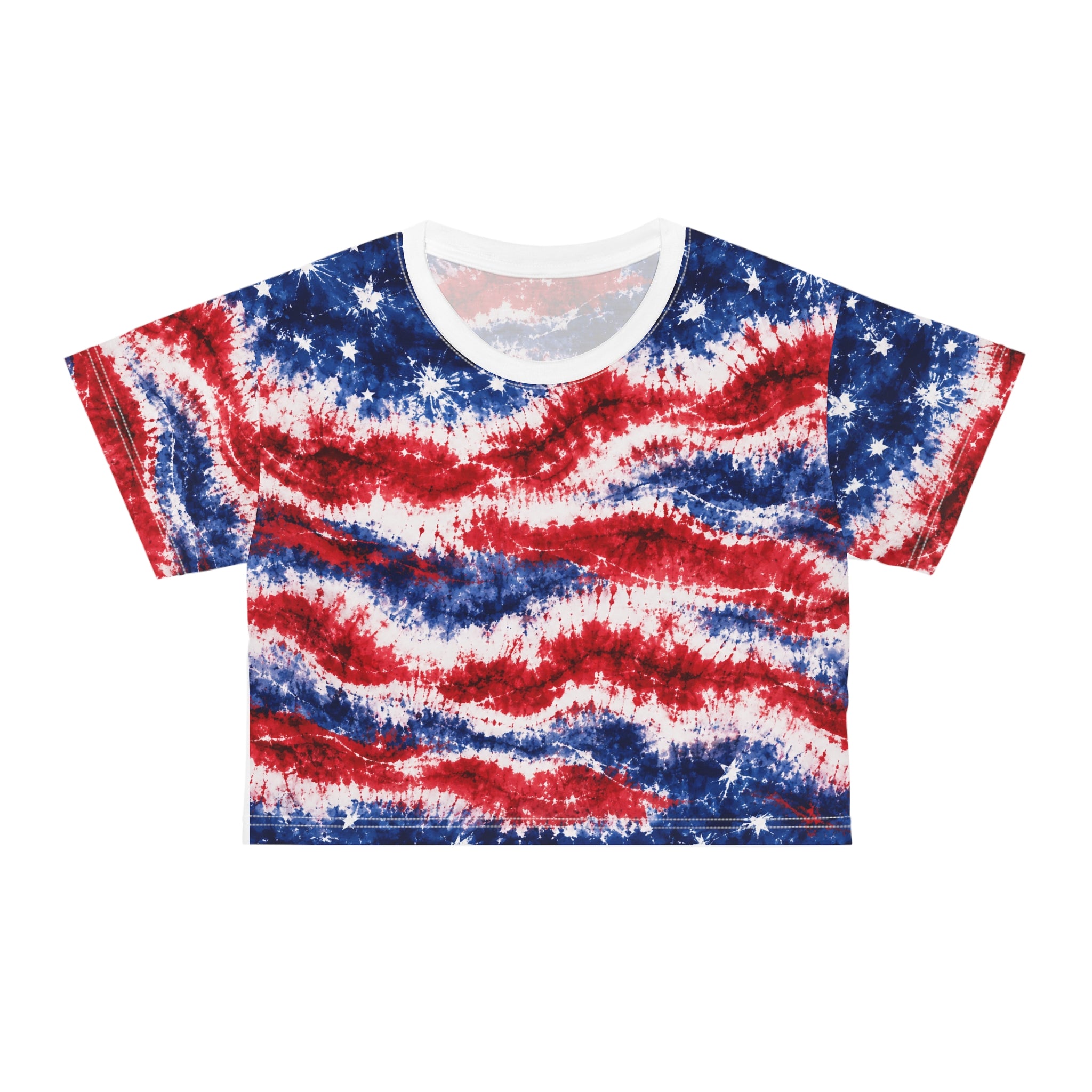 Official All-American Red White & Blue Tie Dye Crop Top