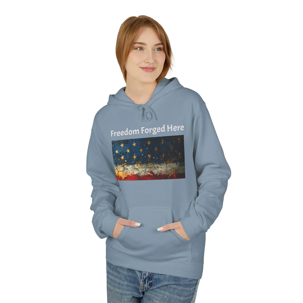 Freedom Forged Here American Flag Hoodie | Patriotic USA - 250 USA Celebration