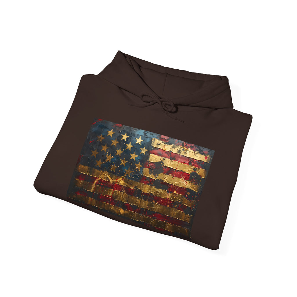 Distressed American Flag Hoodie – Vintage USA Patriotic Pullover