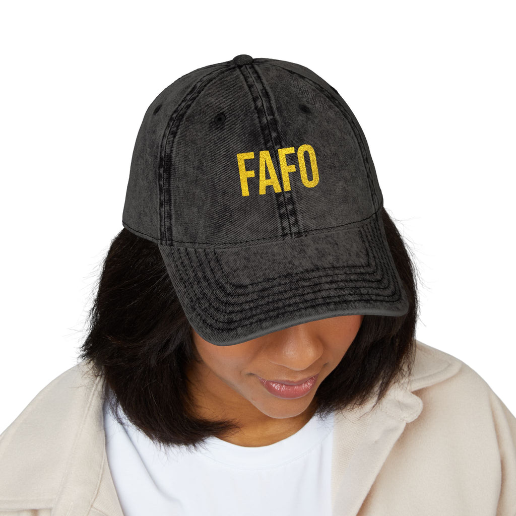 Vintage Embroidered Cap — FAFO Distressed Baseball Hat