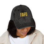Vintage Embroidered Cap — FAFO Distressed Baseball Hat