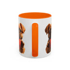 Cute French Bulldog Holding Red Heart Accent Coffee Mug | Puppy Cartoon Illustration - 250 USA Celebration