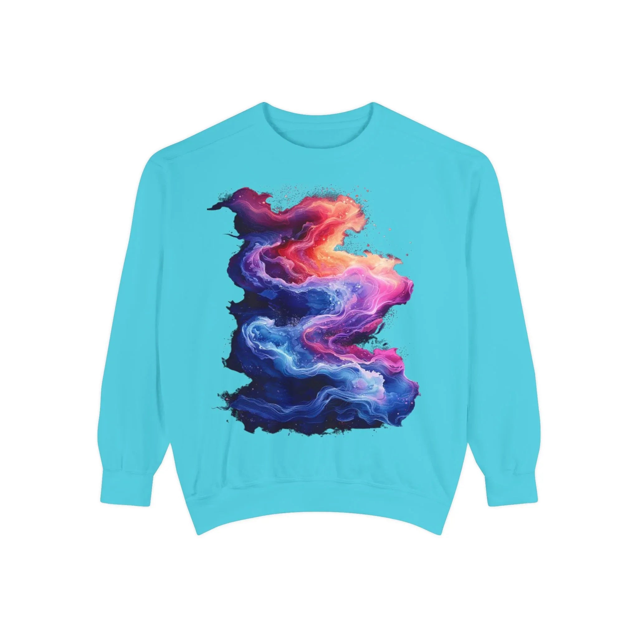 Hyper Bloom Fracture: Psychedelic tee with shattering florals in electric turquoise & magenta flares. Unisex trippy festival flair! - 250 USA Celebration