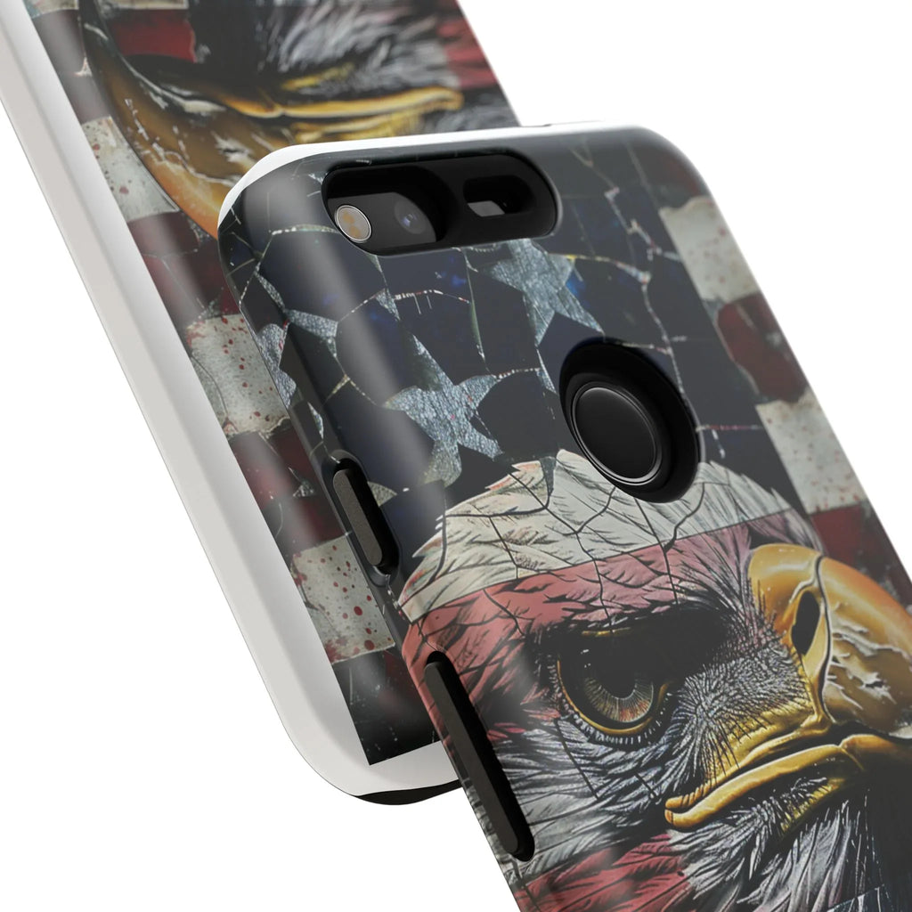American Flag Bald Eagle phone case | Patriotic iPhone cover, cracked vintage flag design - 250 USA Celebration