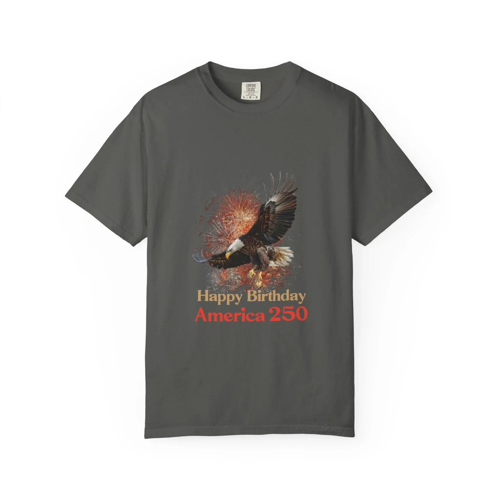 Eagle Illustration Happy Birthday America 250 T-Shirt | Patriotic Bald Eagle Tee - 250 USA Celebration