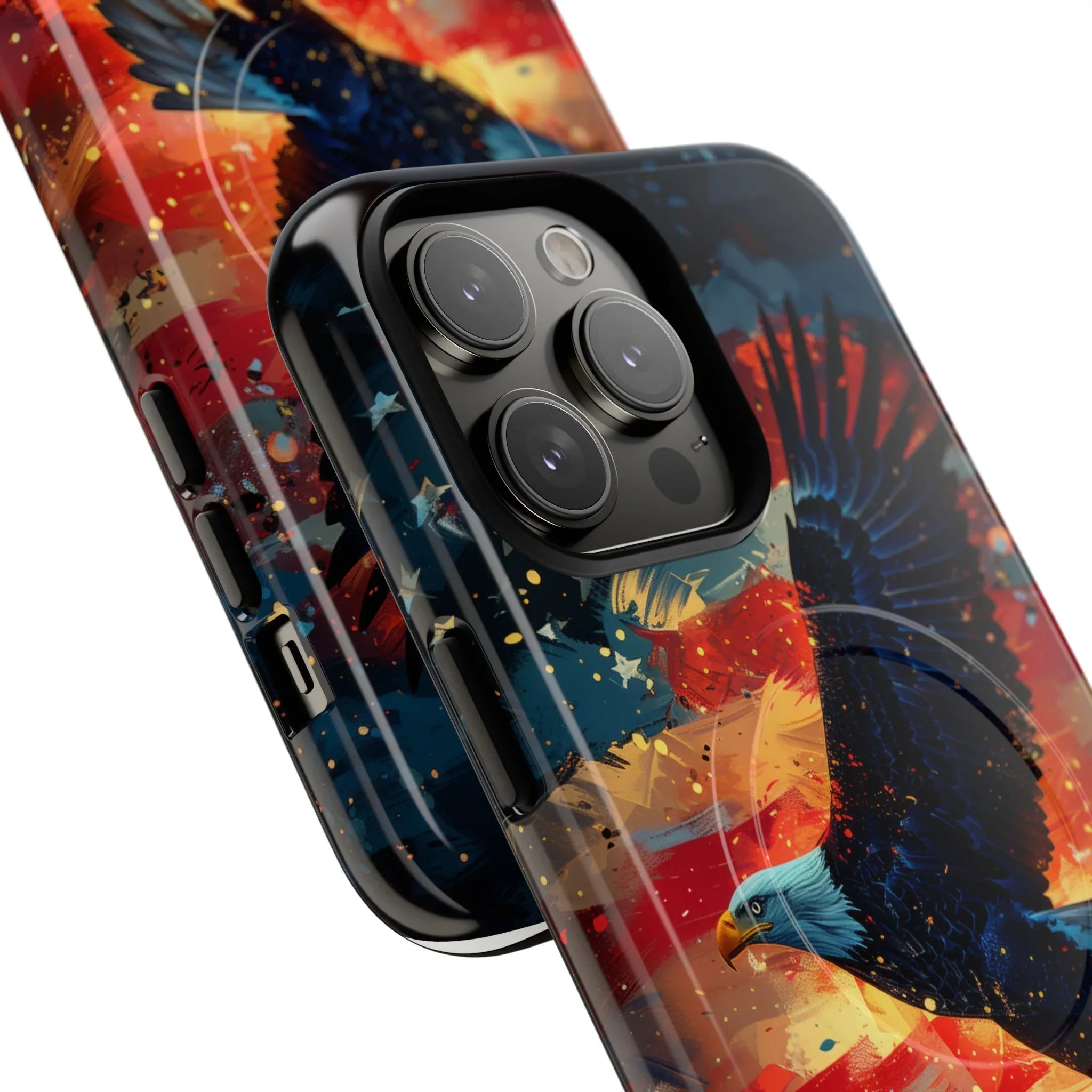 Eagle Flag Magnetic Phone Case, Patriotic iPhone Cover, Tough Cell Phone Cases, Gift for Veterans, Independence Day Accessories - 250 USA Celebration