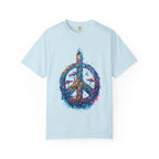 Psychedelic Mushroom Peace Sign T-Shirt | Neon Tie-Dye 60s Hippie Poster - 250 USA Celebration