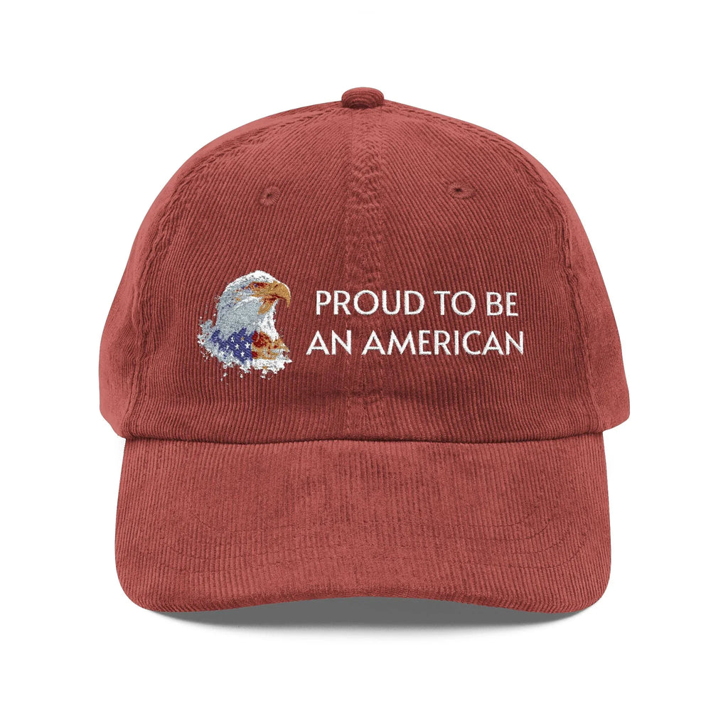 Proud To Be An American embroidered cap | Corduroy Dad Hat - 250 USA Celebration