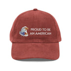 Proud To Be An American embroidered cap | Corduroy Dad Hat - 250 USA Celebration