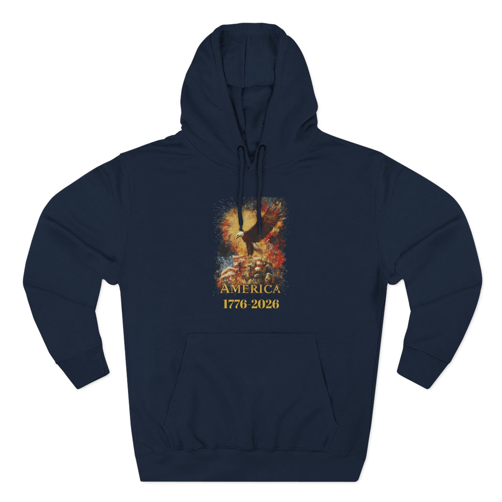America First Fleece Hoodie — Patriotic 1776–2026