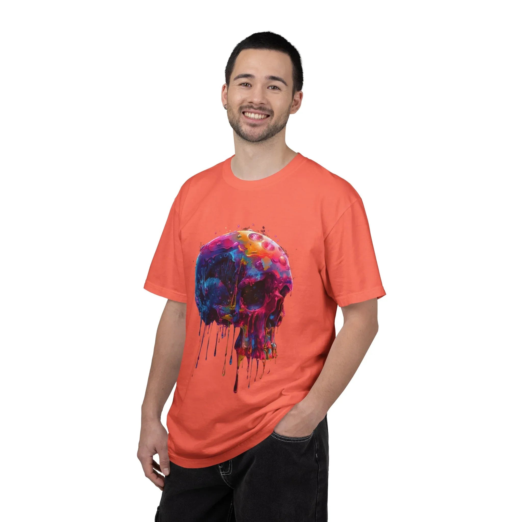 Colorful Drip Skull T-shirt | Watercolor Skull Shirt, Artistic Gothic Tee - 250 USA Celebration
