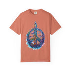 Psychedelic Mushroom Peace Sign T-Shirt | Neon Tie-Dye 60s Hippie Poster - 250 USA Celebration