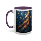 Distressed American Flag Accent Coffee Mug | 11oz 15oz - 250 USA Celebration