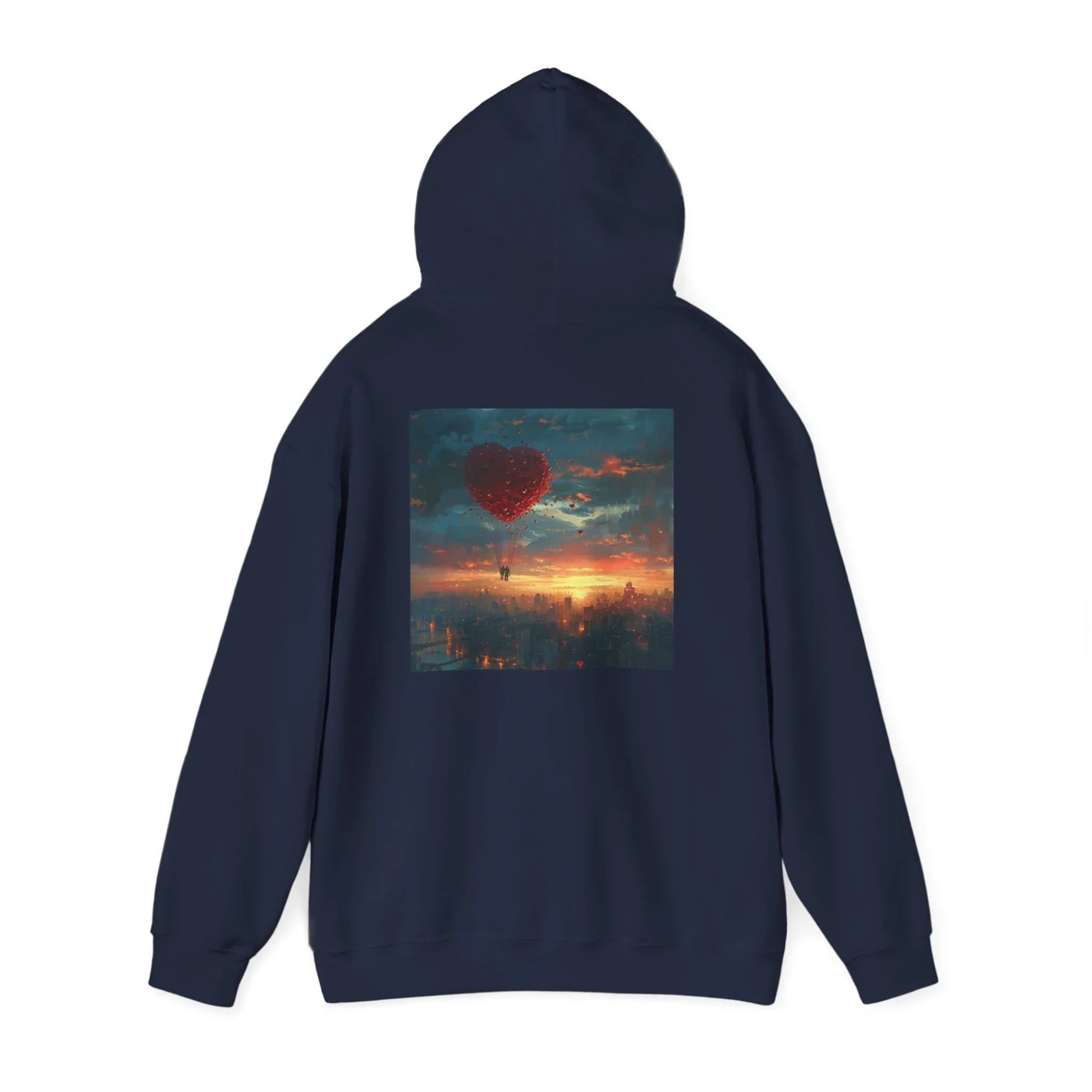 Romantic Sunset Hoodie with Hot Air Balloon, Unisex Sweatshirt for Valentines Day, Valentine's Day T-Shirts, Personalized Valentine's Gifts - 250 USA Celebration