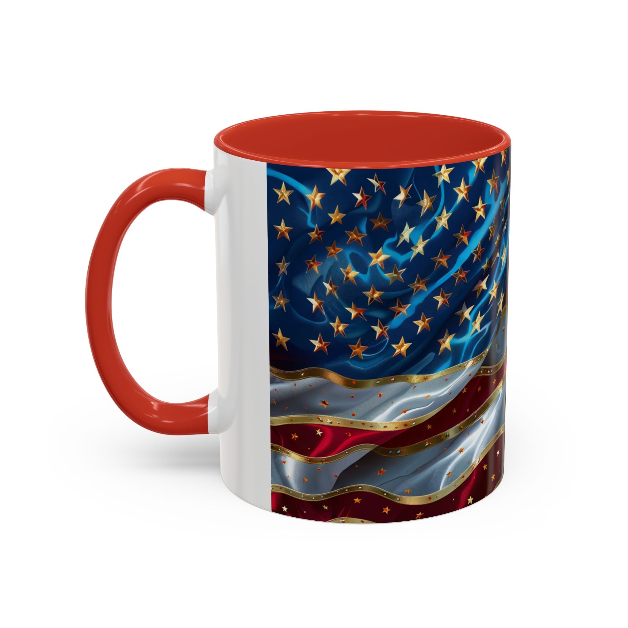 Patriotic American Flag Accent Coffee Mug (11/15oz)