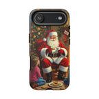 Santa Claus Storytime Tough Phone Case | Christmas holiday scene, kids and cookies - 250 USA Celebration