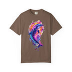 Colorful Watercolor Dolphin T-shirt | Vibrant Ocean Dolphin Tee Chrome Y2K Fantasy Dolphins & Butterflies T-Shirt | Airbrushed Liquid Metal - 250 USA Celebration