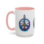Psychedelic Mushroom Peace Sign Mug | Neon Tie-Dye Peace Script - 250 USA Celebration