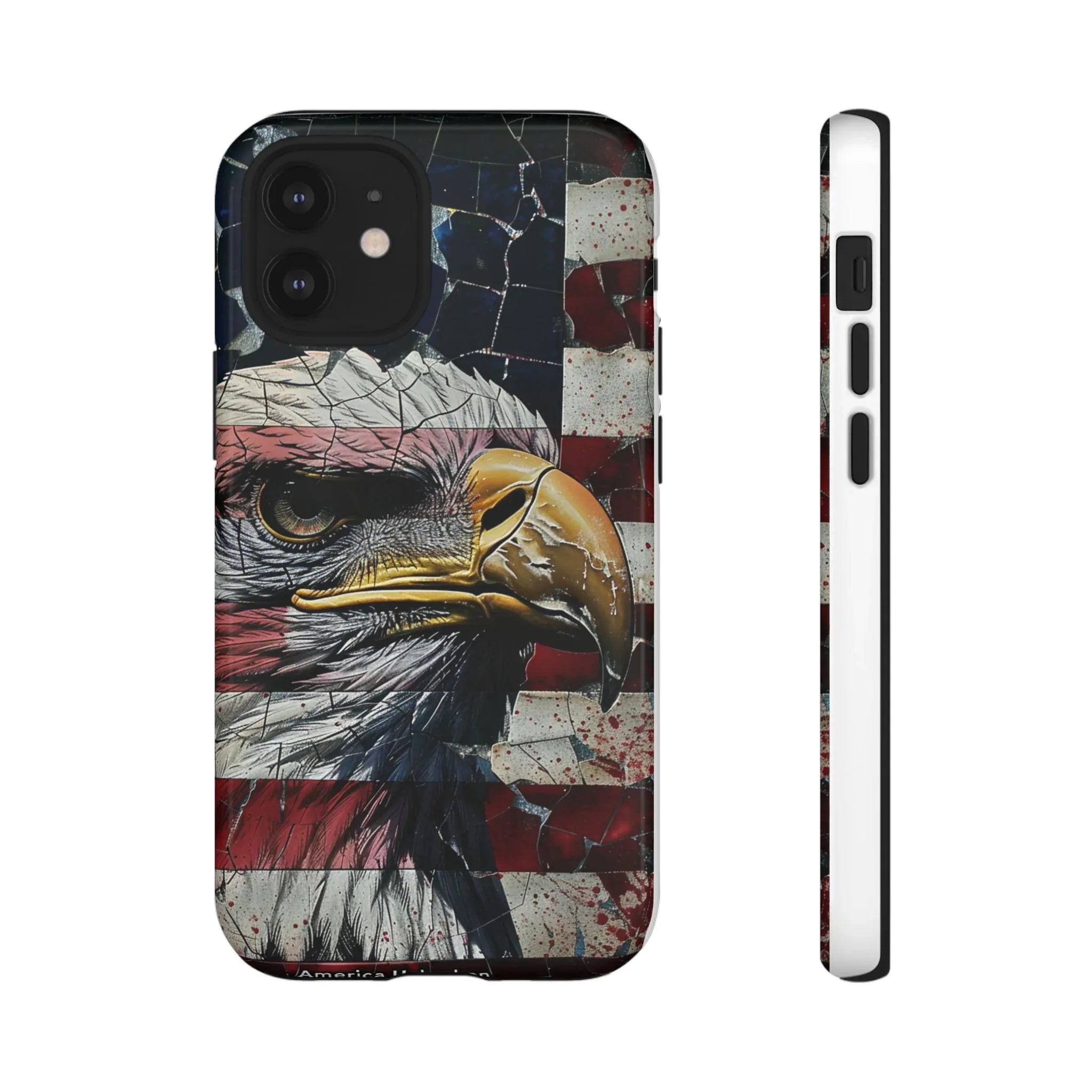 American Flag Bald Eagle phone case | Patriotic iPhone cover, cracked vintage flag design - 250 USA Celebration