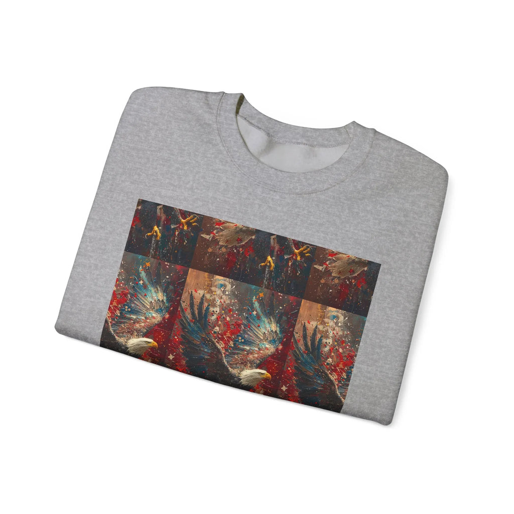 God Bless America Eagle Artwork crewneck sweatshirt | Patriotic eagle collage - 250 USA Celebration