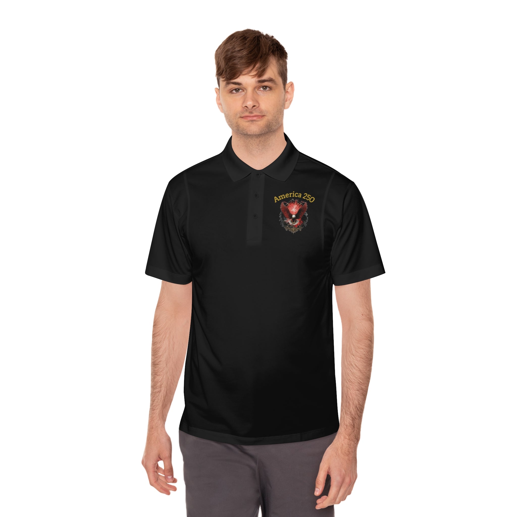 The "America 250" Commemorative Sport Polo – 1776–2026 Edition - America 250 Eagle Polo Shirt — Patriotic Men's Sport Polo