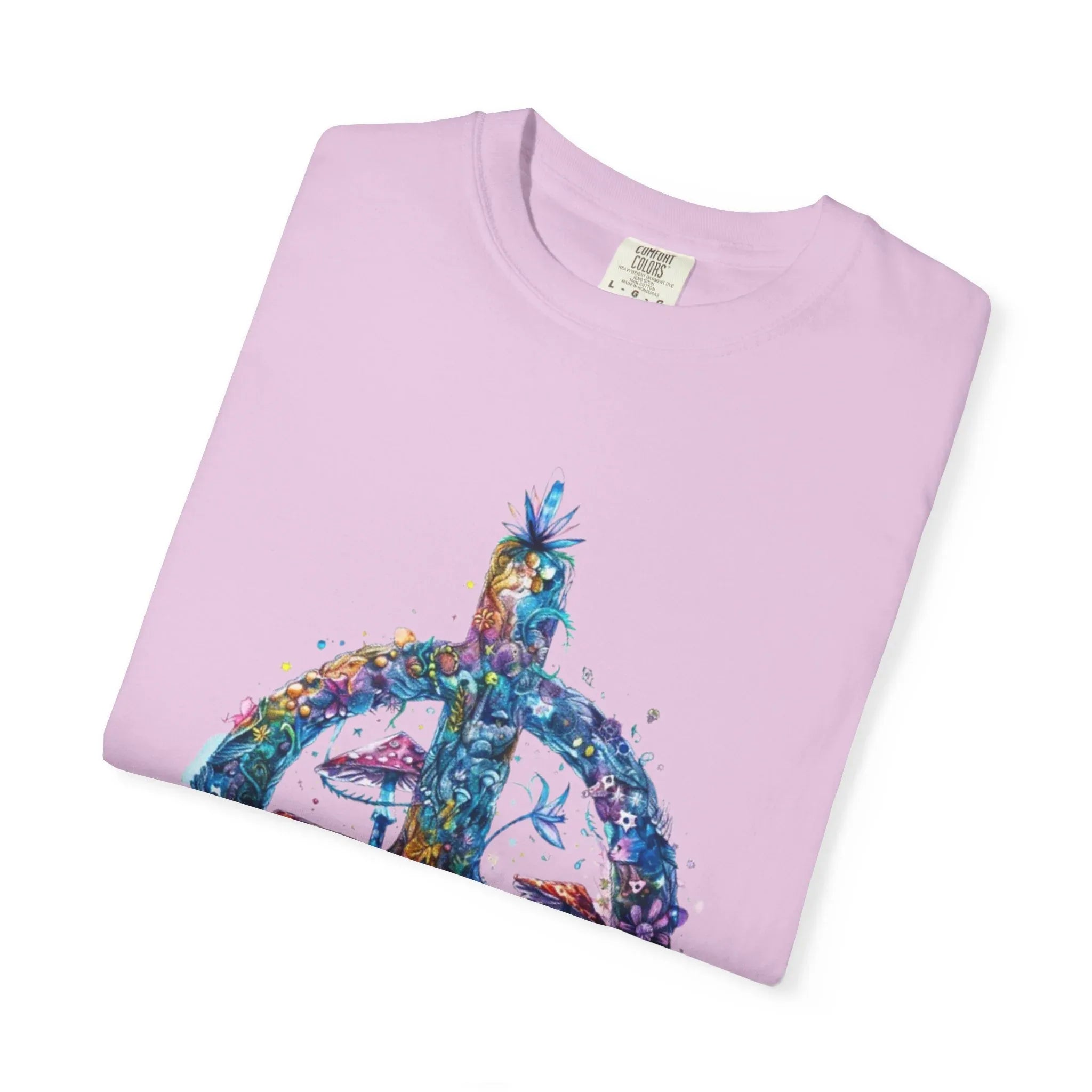 Psychedelic Mushroom Peace Sign T-Shirt | Neon Tie-Dye 60s Hippie Poster - 250 USA Celebration