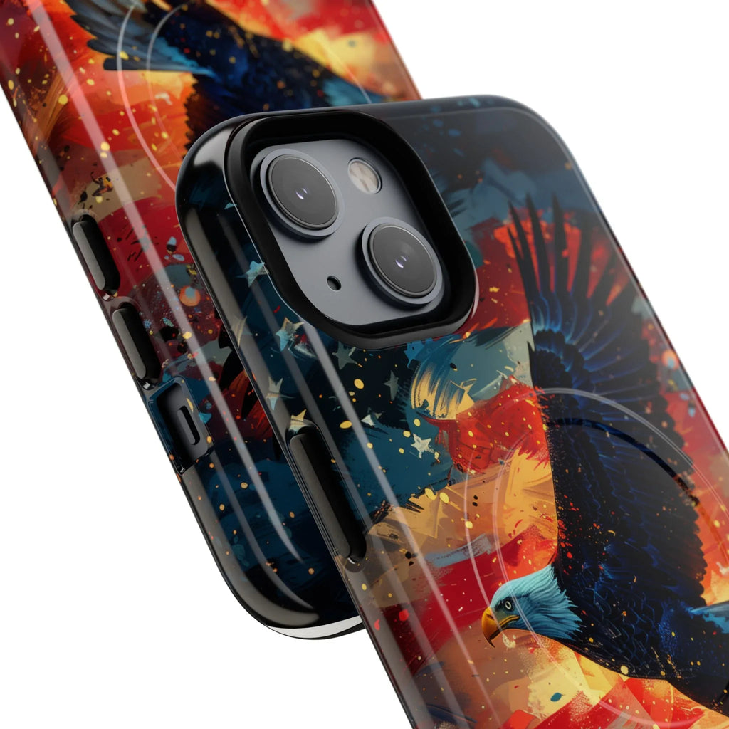 Eagle Flag Magnetic Phone Case, Patriotic iPhone Cover, Tough Cell Phone Cases, Gift for Veterans, Independence Day Accessories - 250 USA Celebration