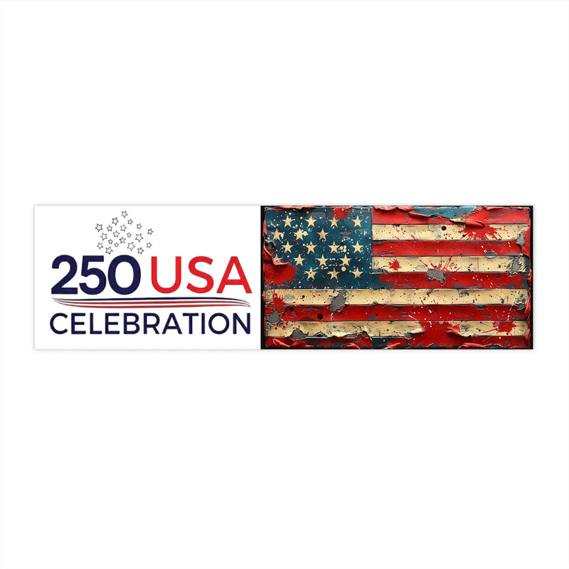 250 USA Celebration Bumper Sticker | American Flag Distressed Decal
