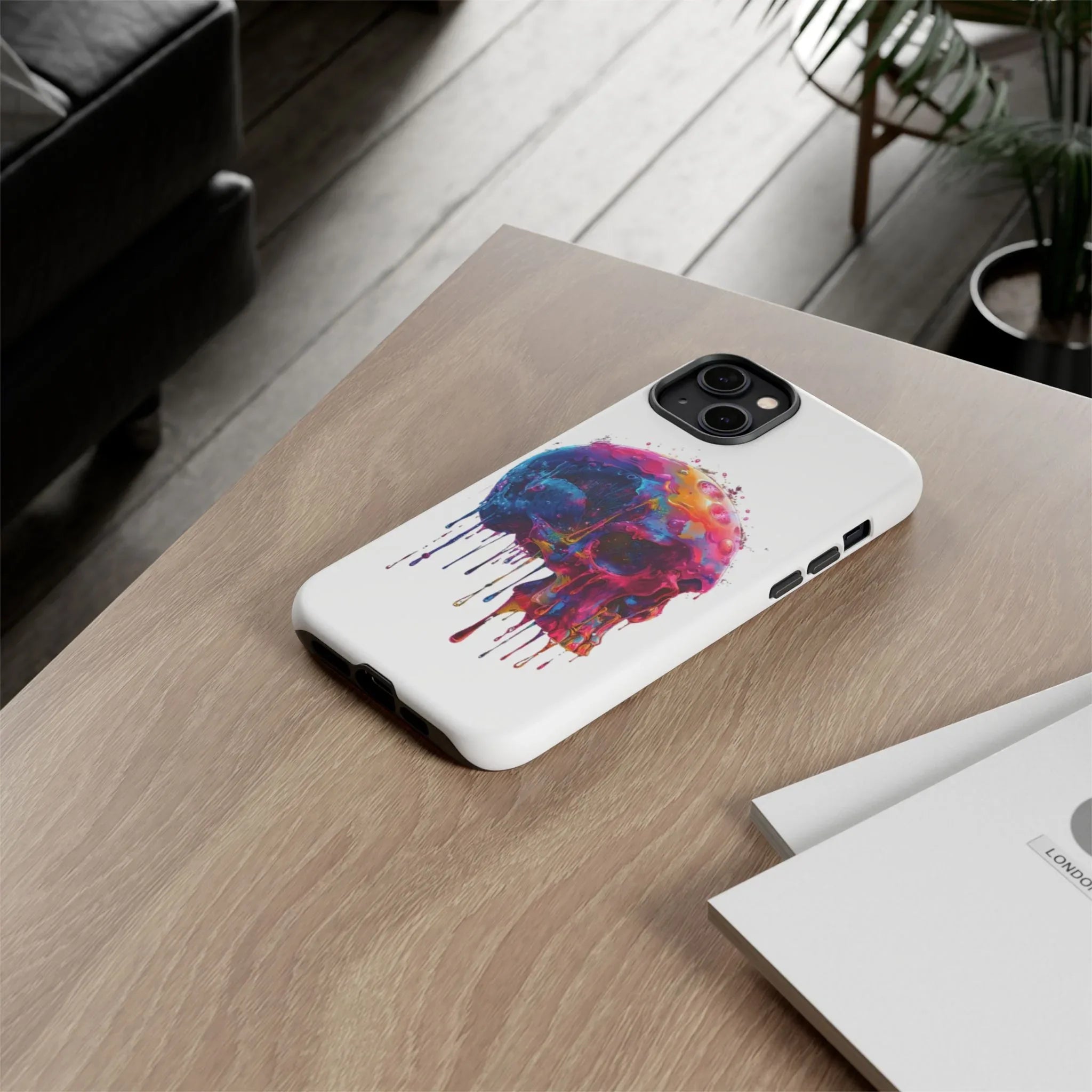 Colorful Drip Skull Phone Case | Hard Plastic Protective Case - 250 USA Celebration