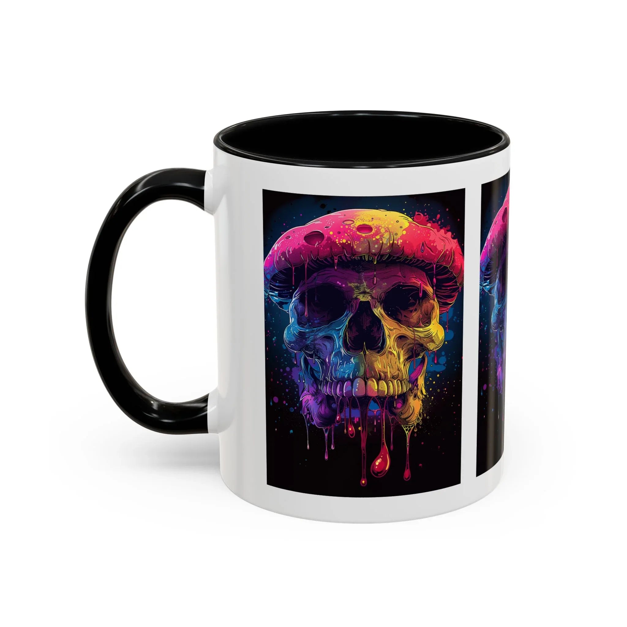 Psychedelic Mushroom Skull Rainbow Drip Mug | Blacklight Reactive Coffee Mug - 250 USA Celebration