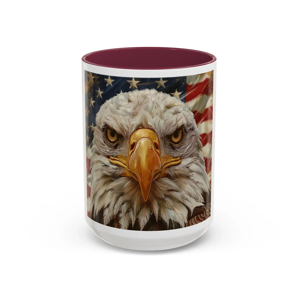Colorful Mugs (11oz, 15oz) Majestic bald eagle head Patriotic coffee cup, America 250 Celebration coffee cup - 250 USA Celebration