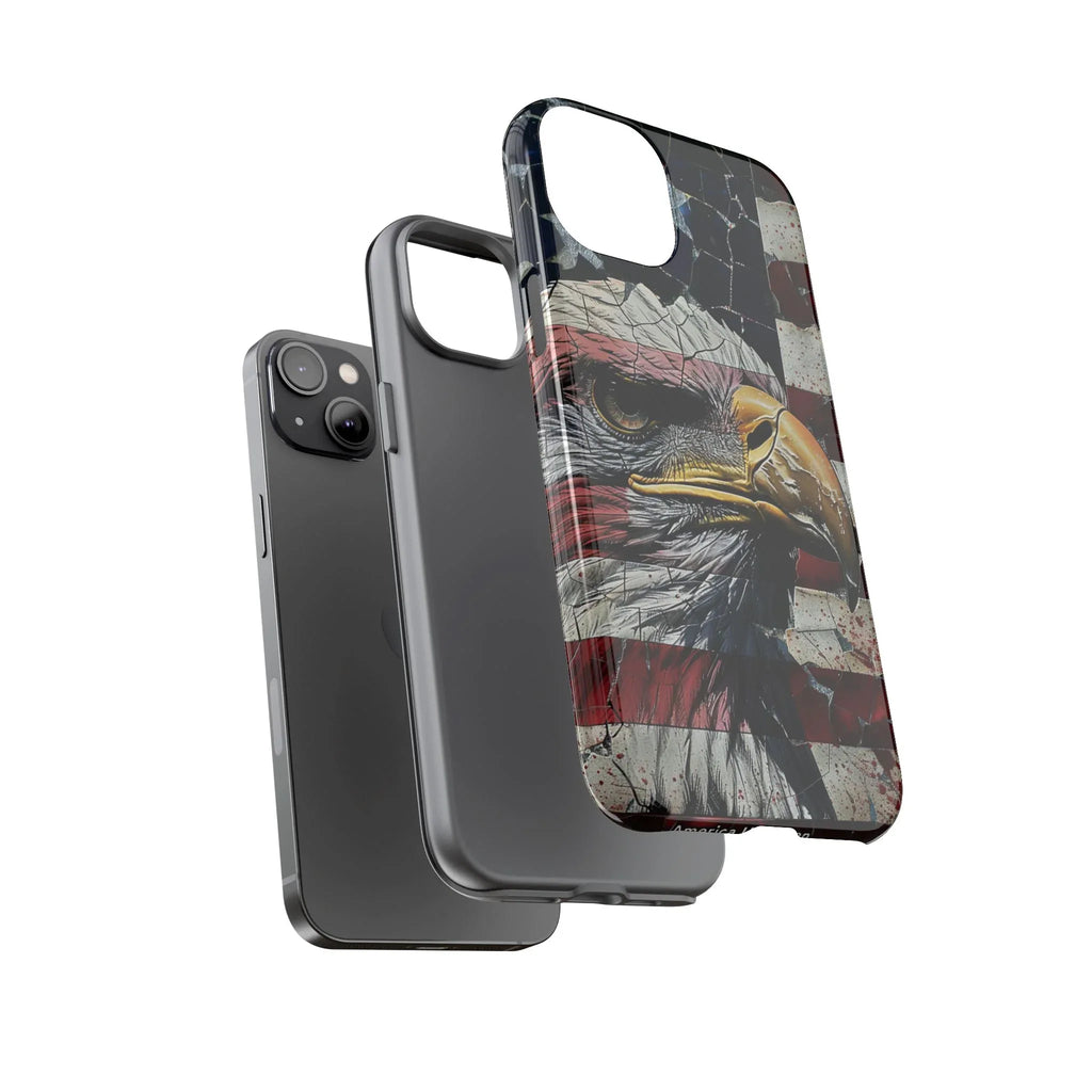 American Flag Bald Eagle phone case | Patriotic iPhone cover, cracked vintage flag design - 250 USA Celebration