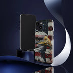 American Flag Bald Eagle phone case | Patriotic iPhone cover, cracked vintage flag design - 250 USA Celebration
