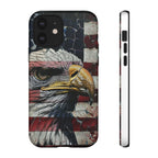 American Flag Bald Eagle phone case | Patriotic iPhone cover, cracked vintage flag design - 250 USA Celebration