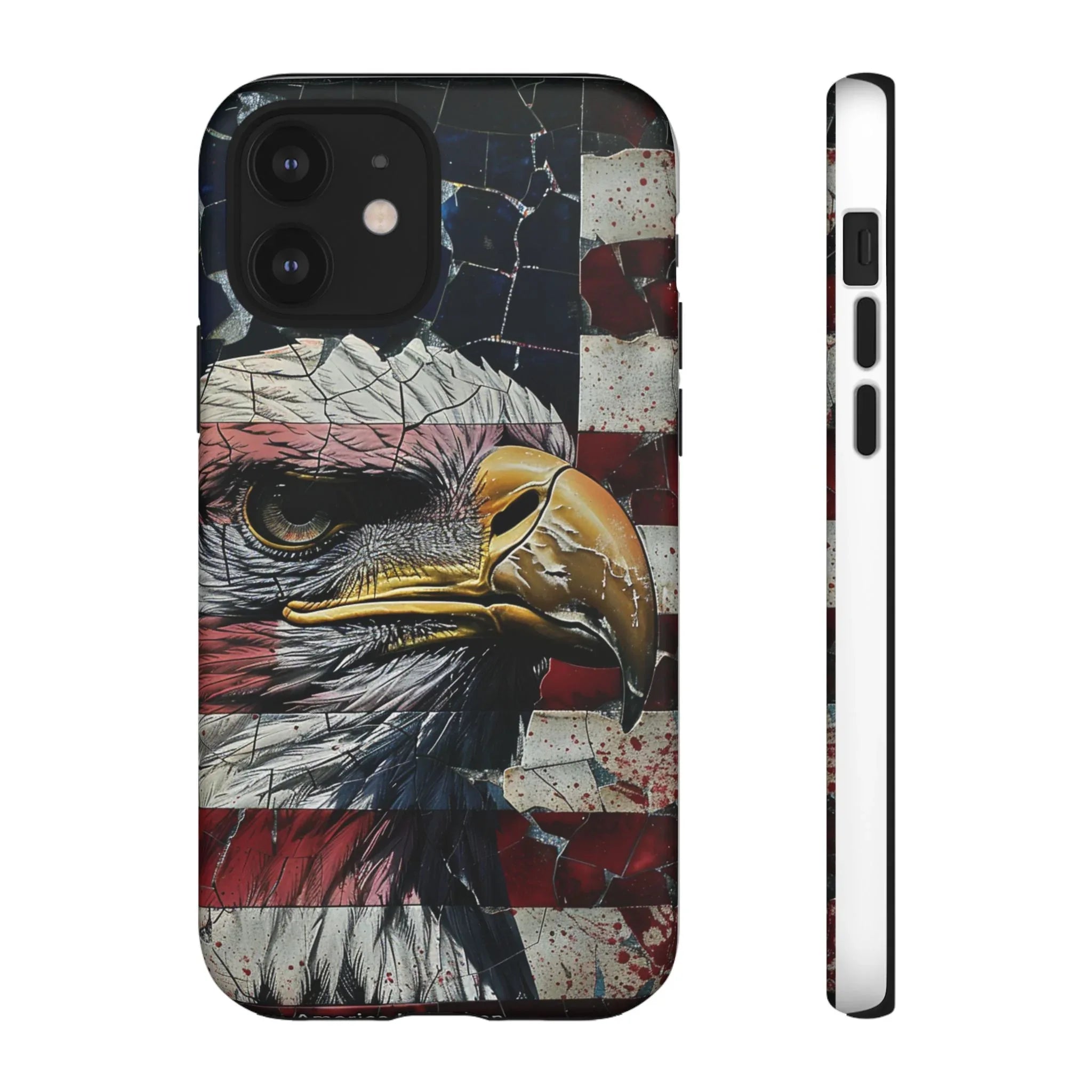 American Flag Bald Eagle phone case | Patriotic iPhone cover, cracked vintage flag design - 250 USA Celebration
